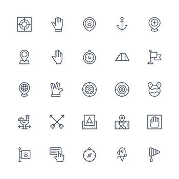 Navigation including 25 Medium Stroke Outline Illustrations Web and App Icon Pack Collection vector
