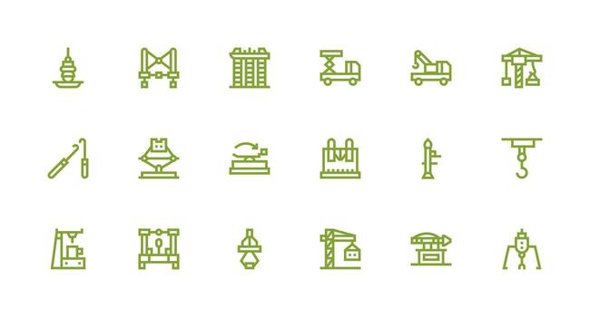 Strong Stroke Line Icons from Crane Set with 18 Vectors Web and App Icon Pack Collection