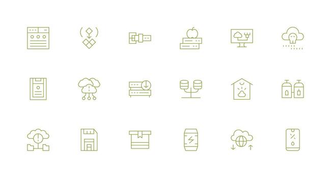 Backup Icon Set with 18 Minimal Line Graphics Essential Icon Collection vector