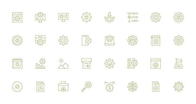 32 Thin Line Style Icons from Adjustments Collection Basic Icon Series vector