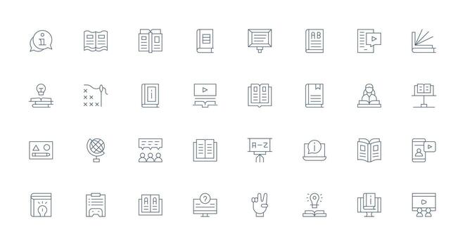32 Thin Line Vectors for Tutorial Theme Editable Icon Collection
