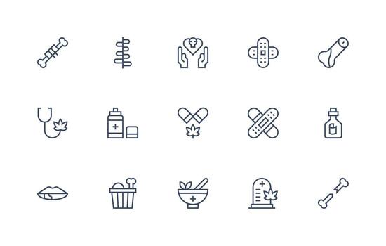 Healing Icon Set with 15 Regular Line Graphics Smart Icon Collection vector