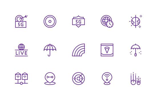 15 Regular Line Style Icons from Coverage Collection Icon Set vector
