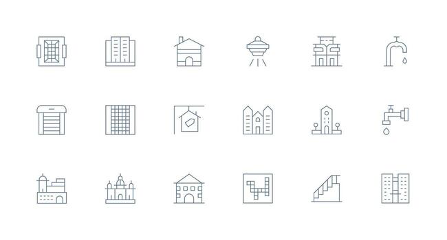 18 Minimal Line Style Icons from Residential Collection Quick Access Icons for UI Development vector