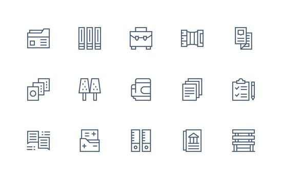 15 documentos íconos en regular línea estético simplificado icono paquete para visual herramientas vector