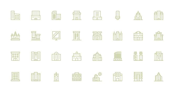 Office Building featuring 32 Icons in Thin Line Design Scalable Icon Pack vector