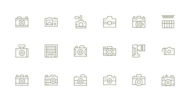 Shutter Set with 18 Minimal Line Icons Digital Icon Collection vector