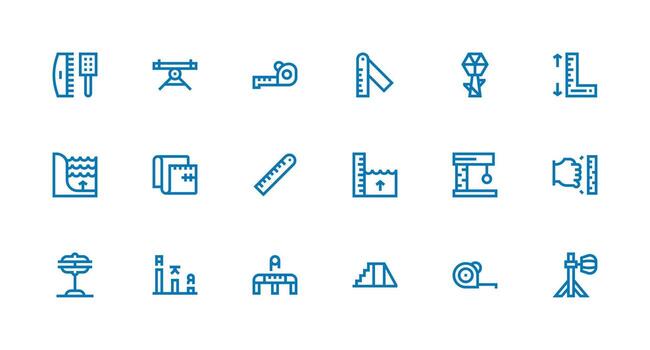 Strong Stroke Line Style Height Icons with 18 Vectors Flat Icon Set