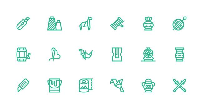 Strong Stroke Line Icons from Craft Set with 18 Vectors Icon Pack