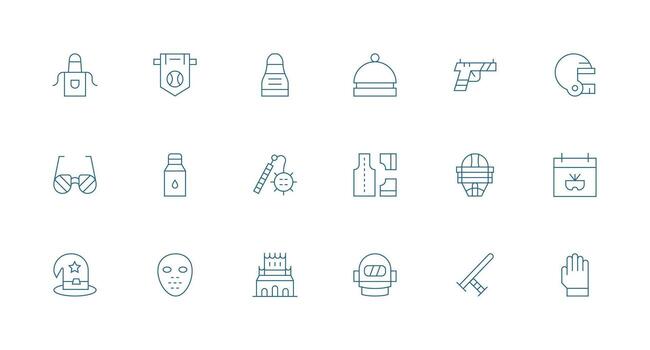 Protective featuring 18 Icons in Minimal Line Design Simple Icons for Interface and Wireframes vector