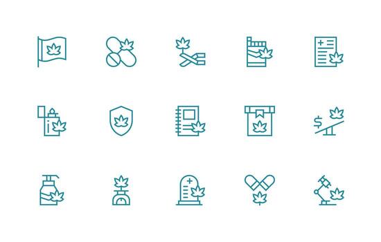 15 Regular Line Style Icons from Cannabis Collection Essential Icons for Rapid UI Building vector