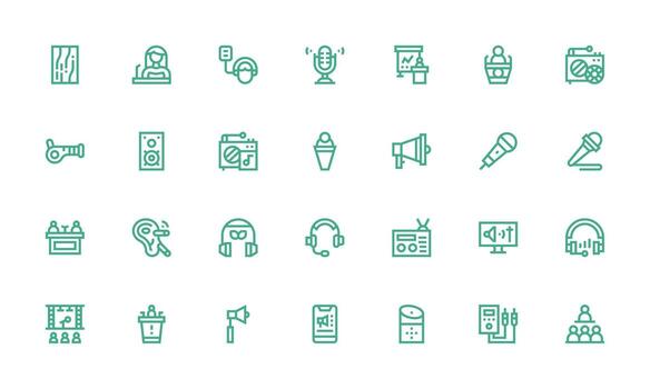 28 Icons for Speaker in Bold Line Format Simple Icons for Interface and Wireframes vector