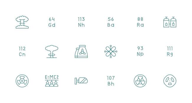 Nuclear Icon Collection with 18 Minimal Line Designs Icon Pack for Various Themes vector
