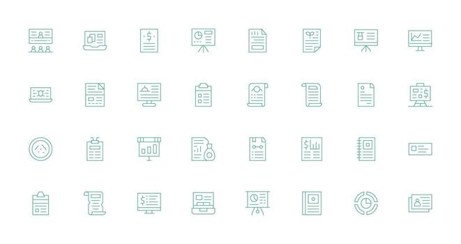 Summary Design Icons featuring 32 in Thin Line Style Essential Icons for Rapid UI Building vector