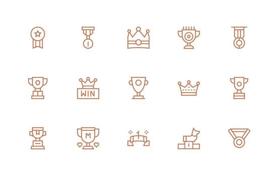 Regular Line Icons from Winner Set with 15 Vectors Reliable Icons for All Interfaces
