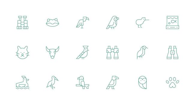 Zoology Visual Pack containing 18 Minimal Line Icons Scalable Icon Pack vector