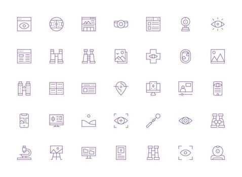 35 Light Line Vectors for View Theme Responsive Icon Set for Flexible Layouts