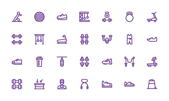 Workout Icon Set with 28 Bold Line Graphics Clean Icon Set Icon Pack for UI Projects vector