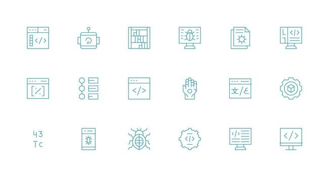 Programming Set with 18 Minimal Line Icons Icon Set for Web vector