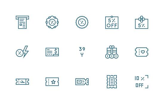 15 Icons for Voucher in Regular Line Format Simple Icon Pack vector