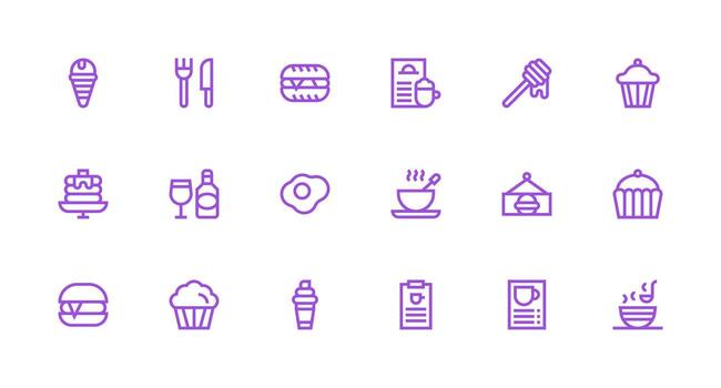 Strong Stroke Line Icons from Cafe Menu Set with 18 Vectors User Interface Icons for Digital Products