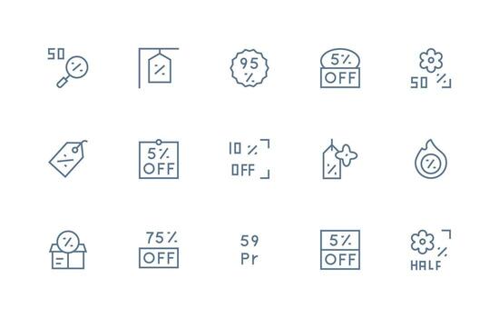 Markdown Visual Pack containing 15 Regular Line Icons UI and UX Focused Icon Collection vector
