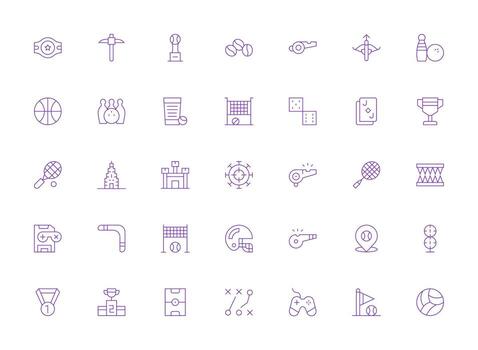 juego icono conjunto con 35 ligero línea gráficos interfaz icono colección para diario proyectos vector