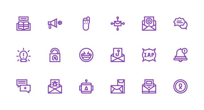Message Set with 18 Strong Stroke Line Icons Design Icon Pack vector