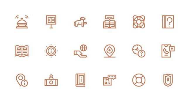 Help Set with 18 Strong Stroke Line Icons Flat Icon Set vector