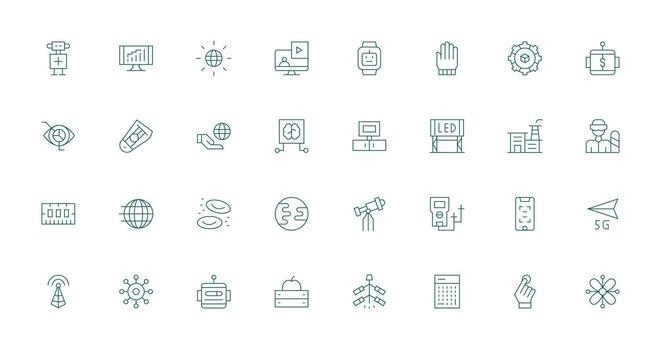 Thin Line Icons from Technology Set with 32 Vectors Quick Access Icons for UI Development