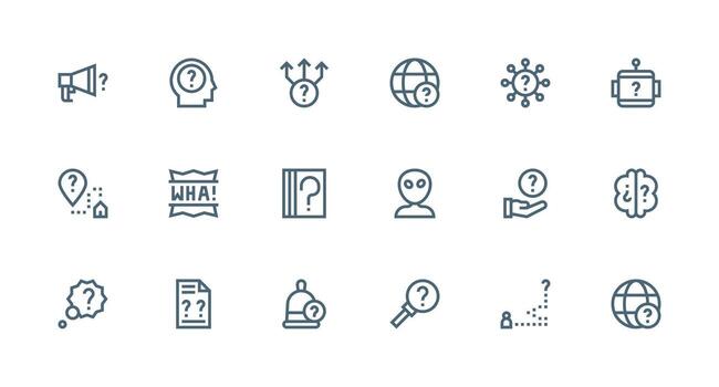 18 Icons for Unknown in Strong Stroke Line Format Organized Pack for Project Assets vector