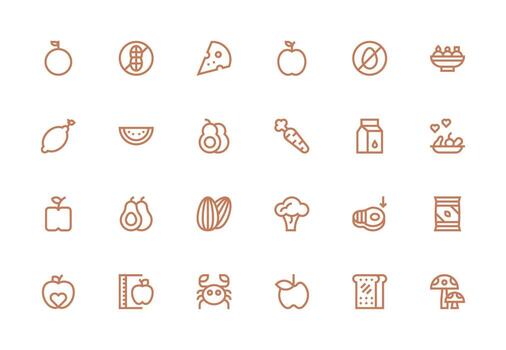 Diet Visual Pack containing 24 Thick Line Line Icons Clean Icon Collection for Web Use vector