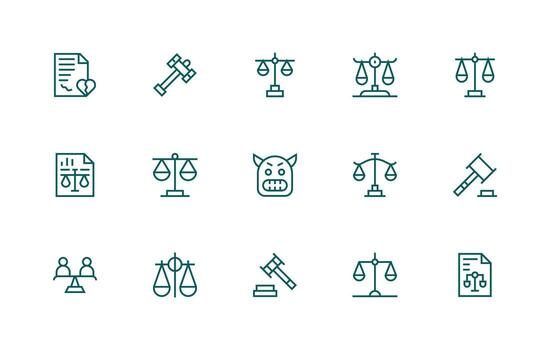 disputa icono colección con 15 regular línea diseños equilibrado icono conjunto para funcional diseño vector