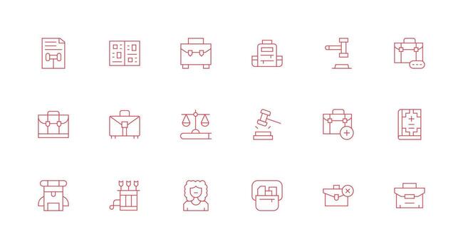 Case Icon Set with 18 Minimal Line Graphics App Icon Pack vector