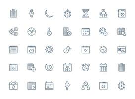 Schedule including 35 Regular Clean Line Illustrations Digital Product Icons for Fast Delivery vector