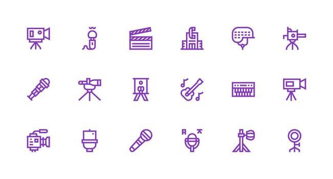 Strong Stroke Line Icons from Studio Set with 18 Vectors Well-Structured Icons for Creative Use