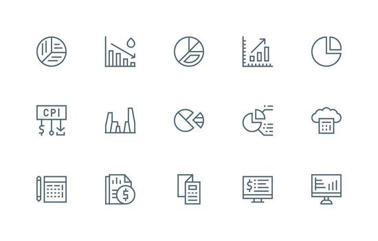 15 Regular Line Designs for Financial Data Icons High-Resolution Icons for Any Platform vector