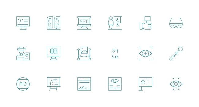 Visual Visual Pack containing 18 Minimal Line Icons Basic Icon Series vector