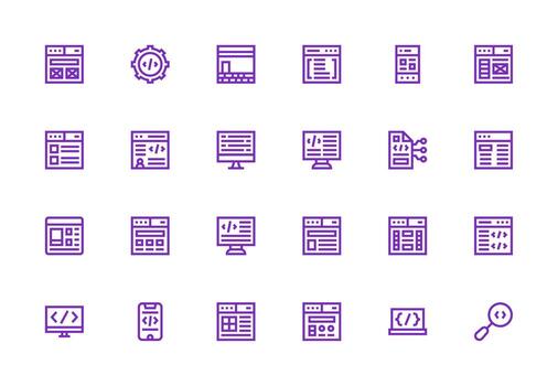 24 Thick Line Line Icons for Html Graphics Compact Icon Set vector