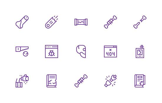 Regular Line Icons from Broken Set with 15 Vectors All Device Compatible Icon Set