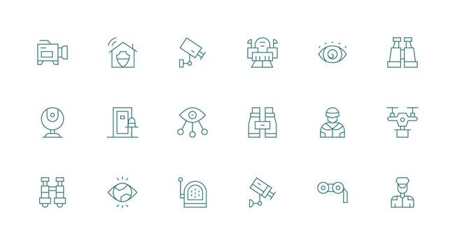 Minimal Line Icons from Surveillance Set with 18 Vectors High-Quality Icon Pack