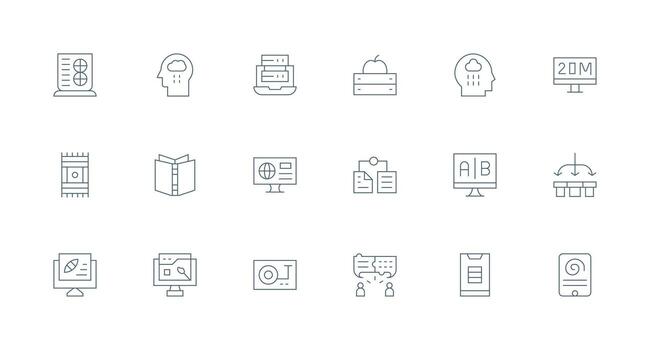 mínimo línea estilo información tecnología íconos con 18 vectores de confianza íconos para todas interfaces