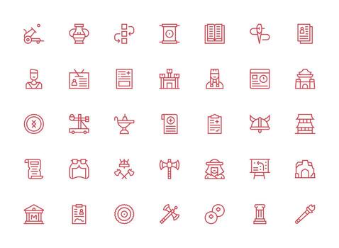 Regular Clean Line Icons from History Set with 35 Vectors Fully Editable Icon Set for Web