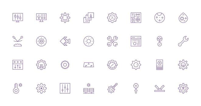 Adjustment Design Icons featuring 32 in Thin Line Style Versatile Icon Collection for Designers vector