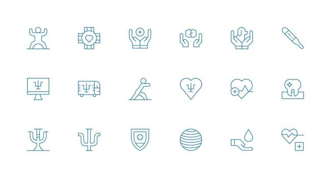 Wellbeing Design Icons featuring 18 in Minimal Line Style UI Icon Set vector