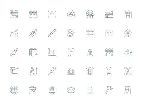 Construction Set with 35 Light Line Icons Flexible Icon System for Web Interfaces vector