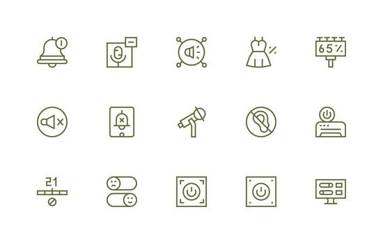 apagado incluso 15 regular línea ilustraciones limpiar icono conjunto icono paquete para ui proyectos vector