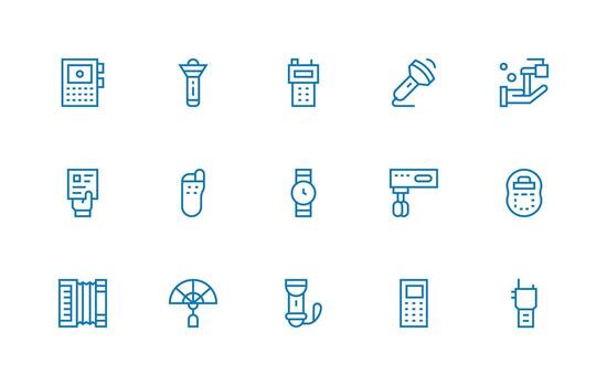 Handheld Icon Set with 15 Regular Line Graphics High-Quality Icon Pack vector