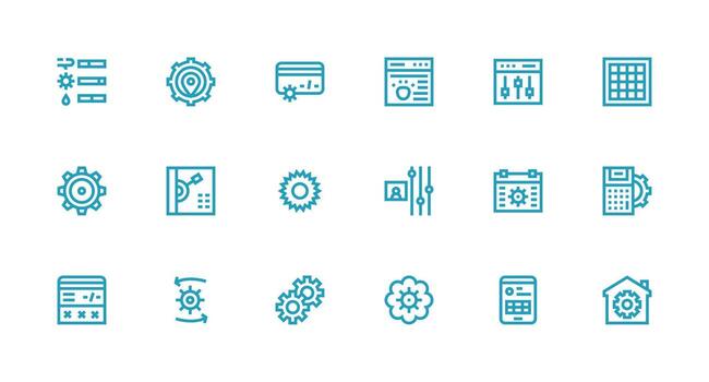 18 Strong Stroke Line Style Icons from Settings Collection Multi-Purpose Icon Pack for Templates vector
