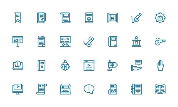 instrucción conjunto con 28 negrita línea íconos reutilizable icono conjunto vector